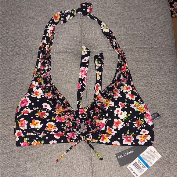 Kenneth Cole: Floral Halter Bikin - Vibrant Floral Print - Picture 1 of 3